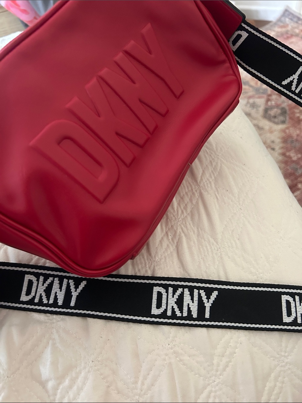 DKNY Red Logo Belt Bag with Black Branded Strap